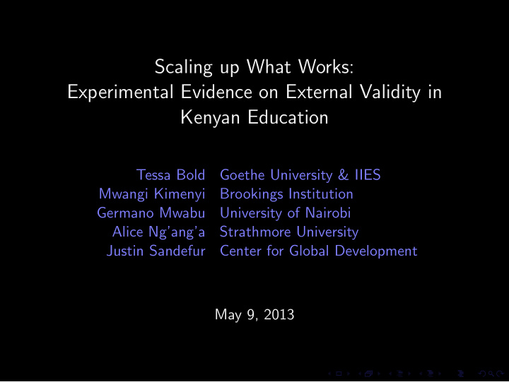 scaling up what works experimental evidence on external