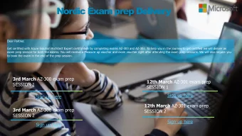 Nordic Exam prep Delivery  Dear Partner,  Get certified with Azure Solution Architect Expert
