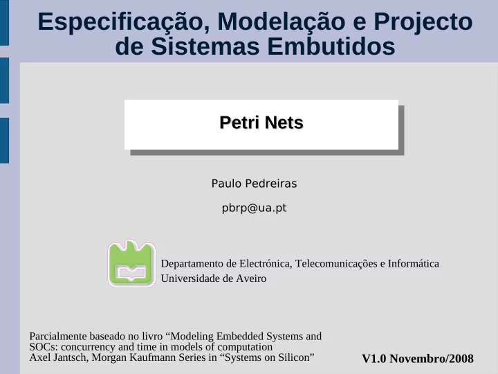 especifica o modela o e projecto de sistemas embutidos