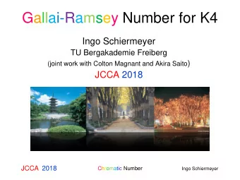 Gallai-Ramsey Number for K4  Ingo Schiermeyer  TU Bergakademie Freiberg (joint work with Colton