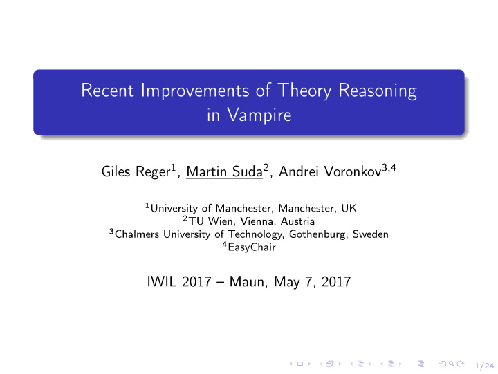 recent improvements of theory reasoning in vampire