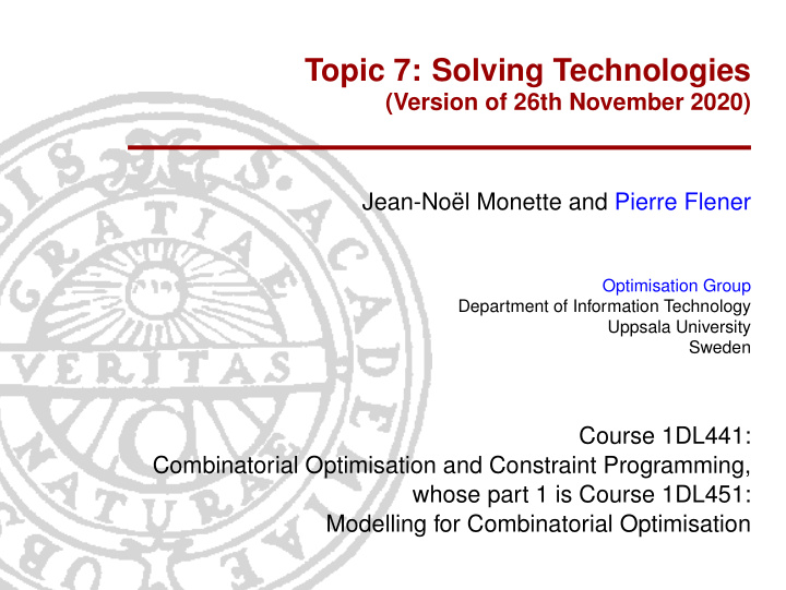 topic 7 solving technologies
