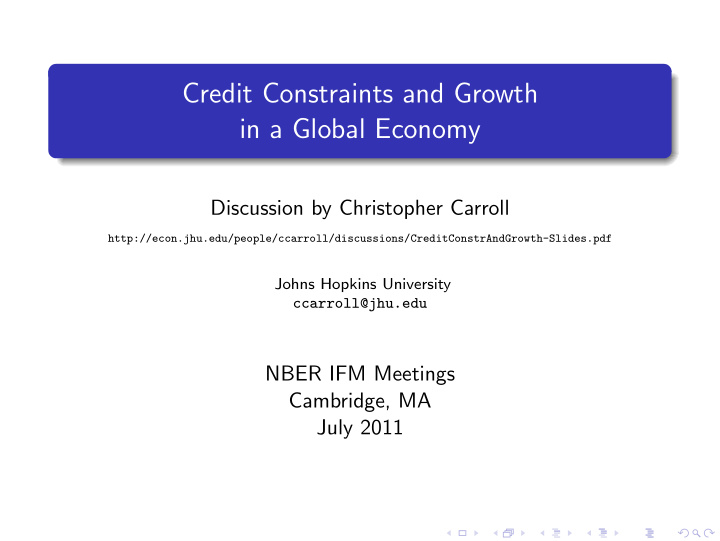 credit constraints and growth in a global economy