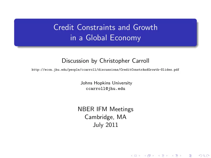 credit constraints and growth in a global economy