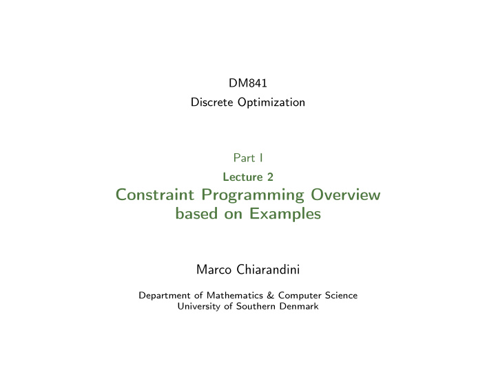 constraint programming overview based on examples