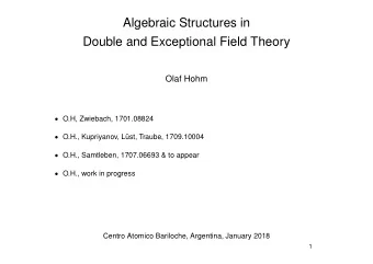 Algebraic Structures in  Double and Exceptional Field Theory  Olaf Hohm  O.H, Zwiebach,