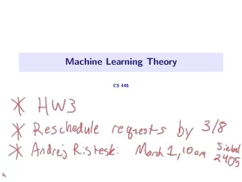 Machine Learning Theory  CS 446  1. SVM risk  SVM risk Consider the empirical and true/population