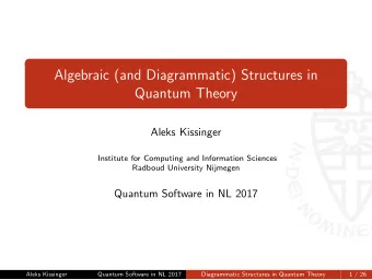 Algebraic (and Diagrammatic) Structures in  Quantum Theory  Aleks Kissinger  Institute for