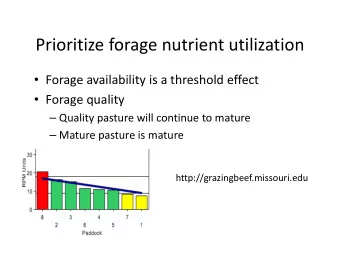 Prioritize forage nutrient utilization  Forage availability is a threshold effect  Forage