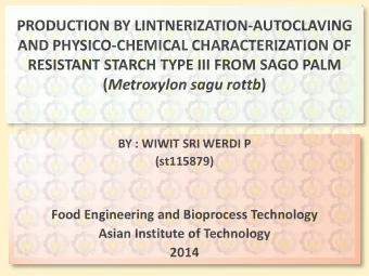 PRODUCTION BY LINTNERIZATION-AUTOCLAVING  AND PHYSICO-CHEMICAL CHARACTERIZATION OF  RESISTANT
