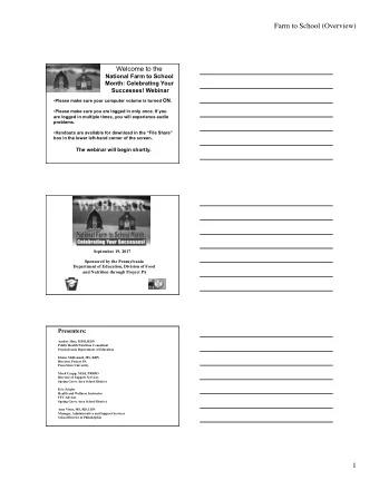 Farm to School (Overview)  Welcome to the  National Farm to School  Month: Celebrating Your