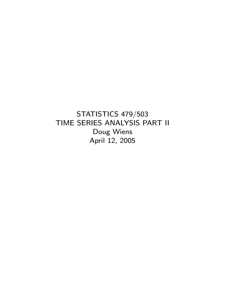 statistics 479 503 time series analysis part ii doug
