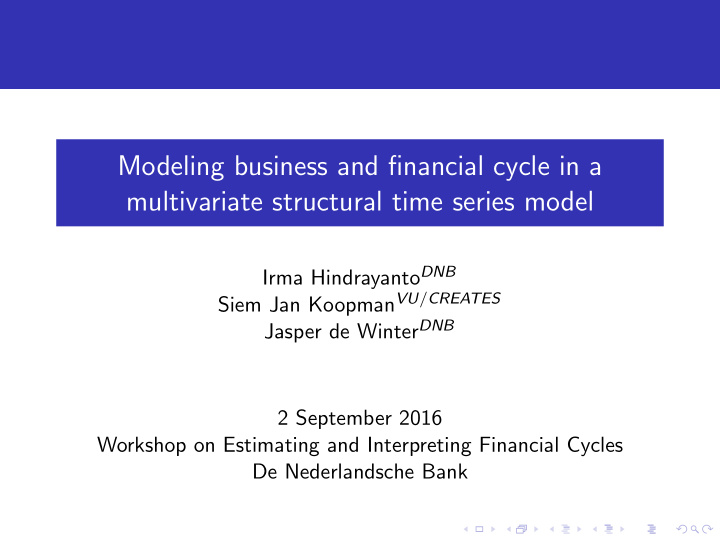 modeling business and financial cycle in a multivariate
