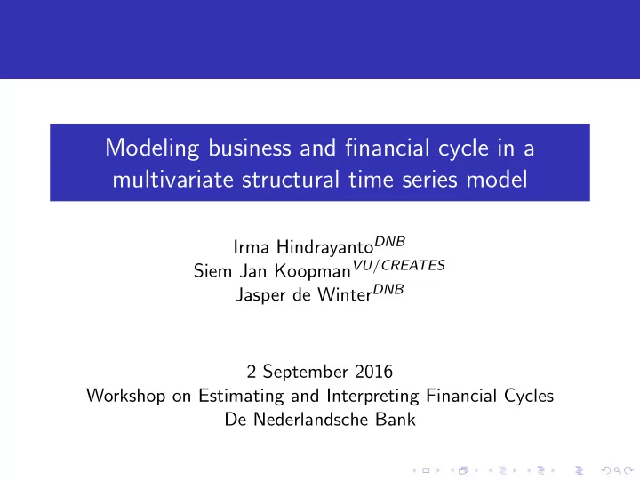 modeling business and financial cycle in a multivariate