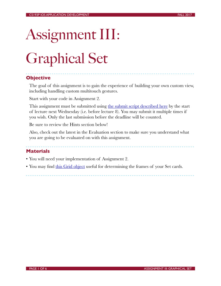 assignment iii graphical set