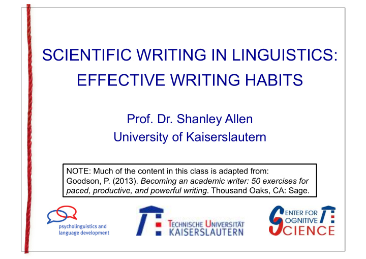 scientific writing in linguistics effective writing habits
