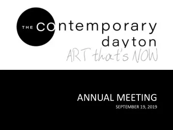 ANNUAL MEETING  SEPTEMBER 19, 2019  8 E  8 Exhibition  ons  44 P  44 Public P  c Prog  ograms  ms