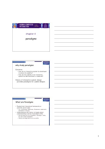 paradigms  why study paradigms  Concerns   how can an interactive system be developed  to ensure