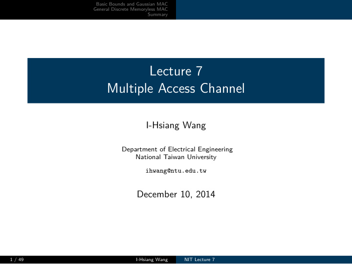 lecture 7 multiple access channel
