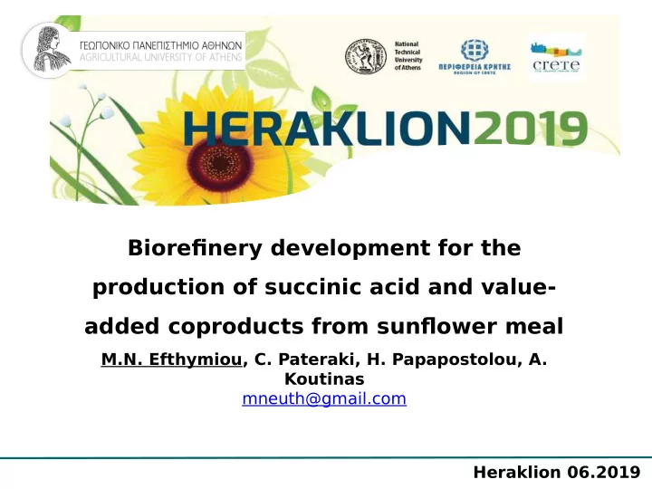 biorefjnery development for the production of succinic