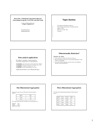 1  Three Dimensional Aggregation (con.t)  Three Dimensional Aggregation (con.t)  If we need to