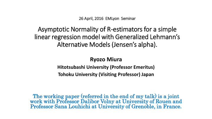 linear regression model with generalized lehmann s