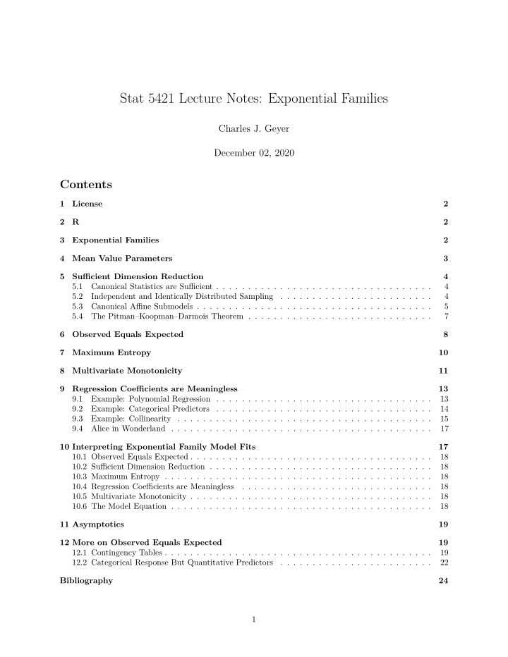 stat 5421 lecture notes exponential families