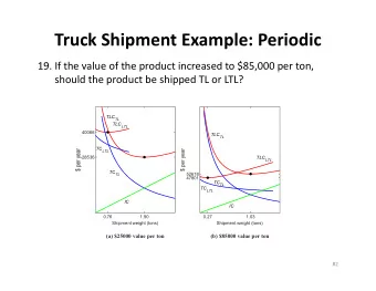 Truck Shipment Example: Periodic  19. If the value of the product increased to $85,000 per ton,