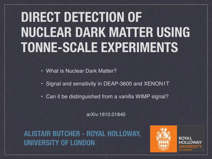 direct detection of nuclear dark matter using tonne scale