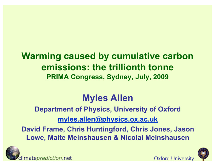 warming caused by cumulative carbon emissions the