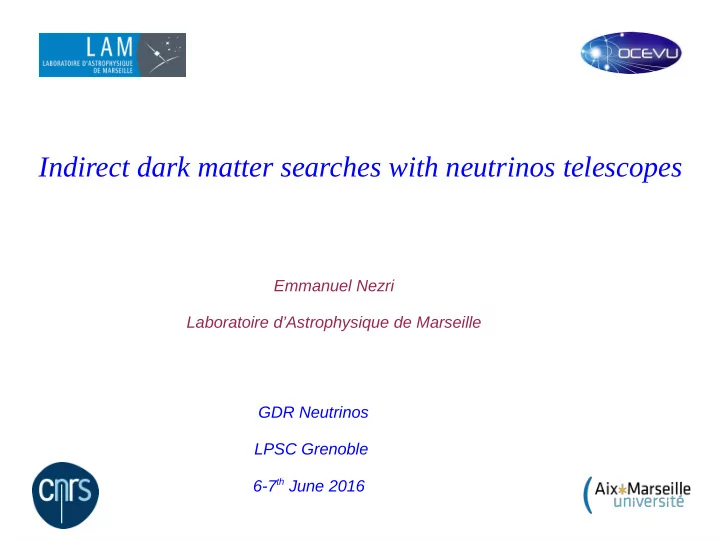 indirect dark matter searches with neutrinos telescopes