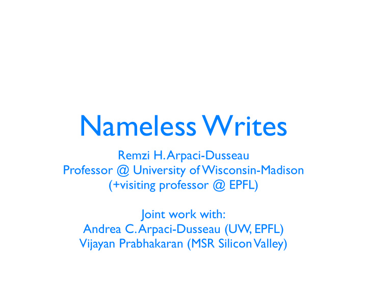 nameless writes