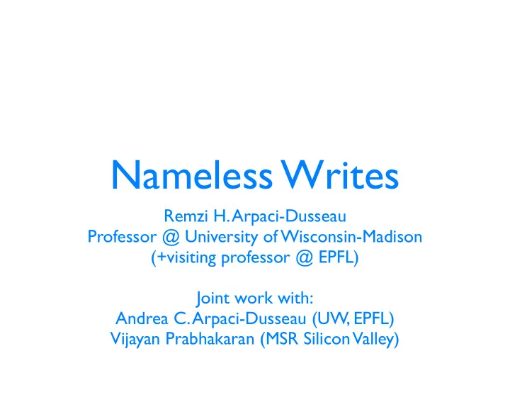 nameless writes