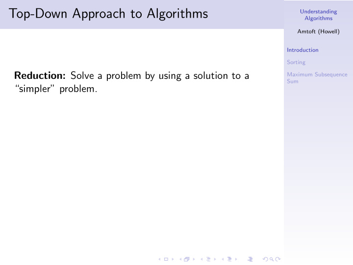 top down approach to algorithms