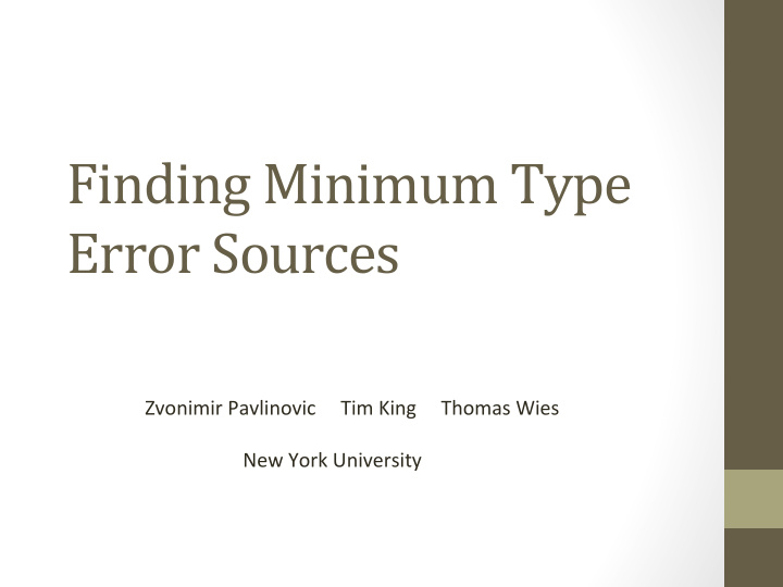 finding minimum type error sources