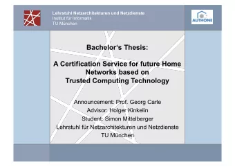Bachelors Thesis:  A Certification Service for future Home  Networks based on Trusted Computing