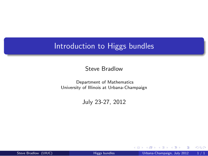 introduction to higgs bundles