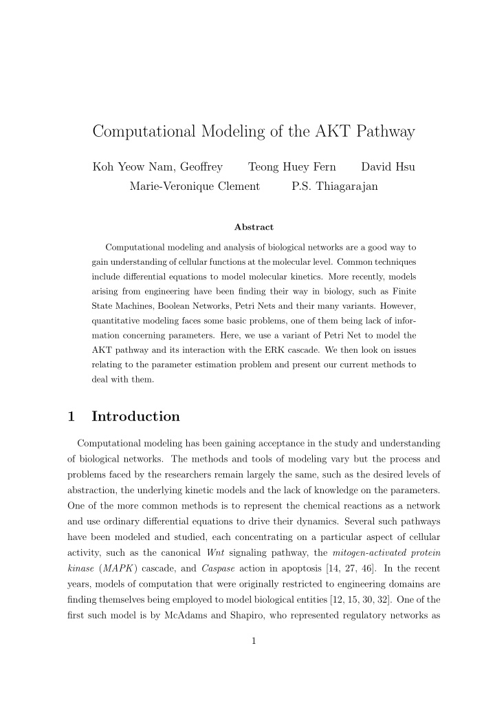 computational modeling of the akt pathway