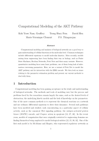 Computational Modeling of the AKT Pathway  Koh Yeow Nam, Geoffrey  Teong Huey Fern  David Hsu