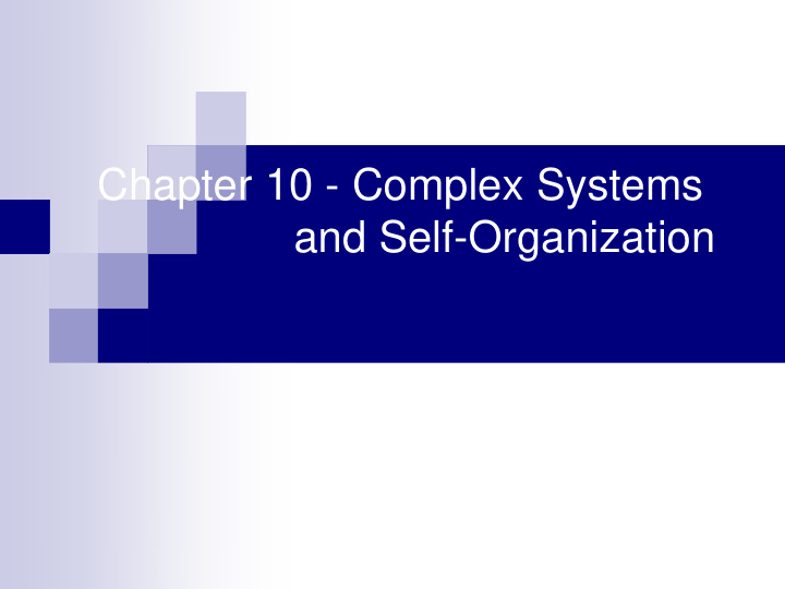 chapter 10 complex systems and self organization contents