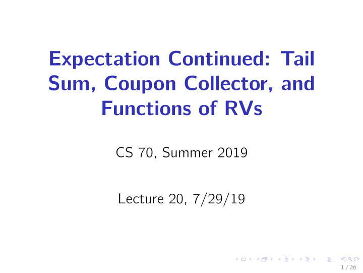 expectation continued tail sum coupon collector and