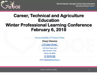 Wi  Winte  ter  r Prof  ofessi  essional  onal Learni  arning  ng Conf  nfer  erence  ence  Febr