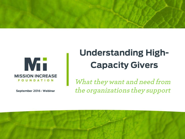 understanding high capacity givers