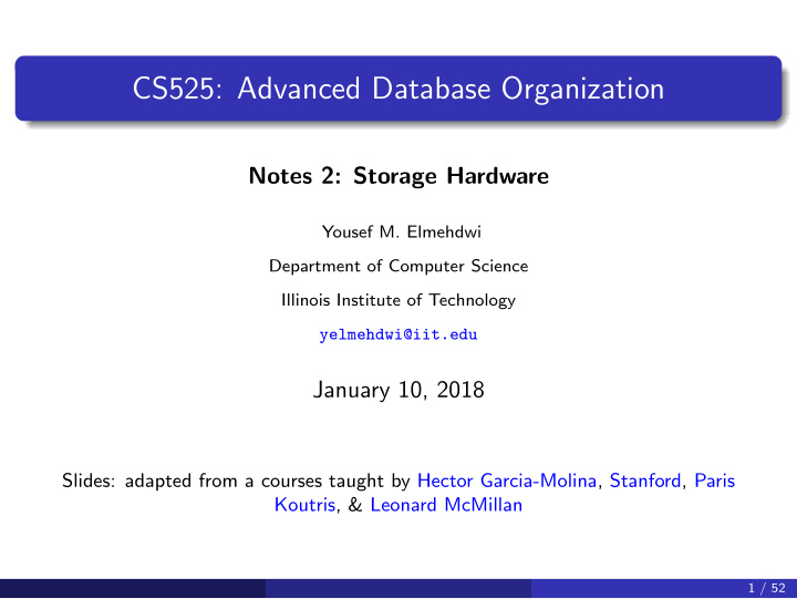 cs525 advanced database organization