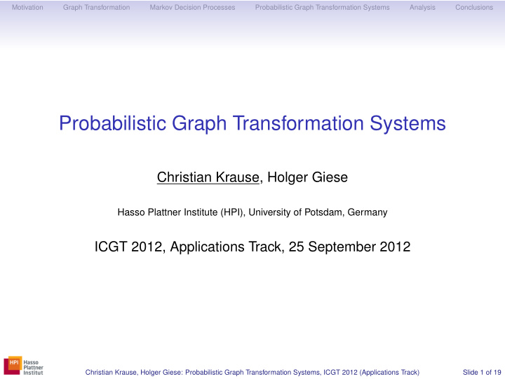 probabilistic graph transformation systems