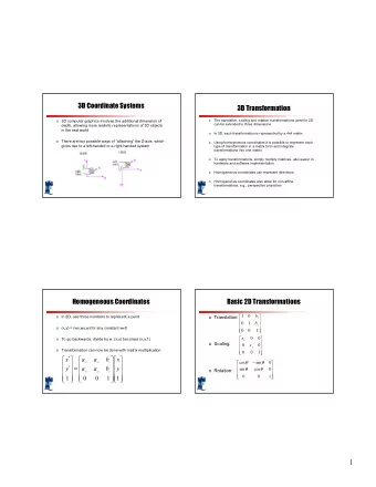 1  Translation and Scalling Matrice  Translation  o The translation and scaling transformations may