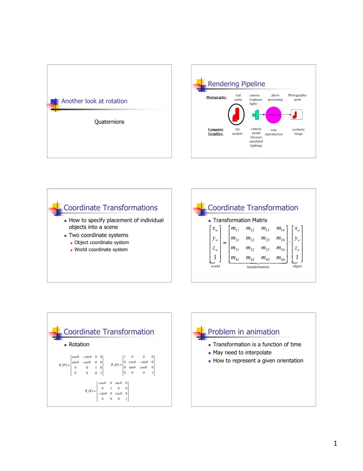 coordinate transformations coordinate transformation