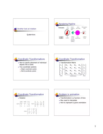 Coordinate Transformations  Coordinate Transformation  How to specify placement of individual