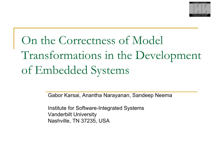 on the correctness of model transformations in the