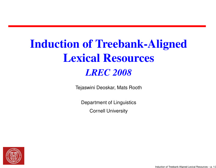 induction of treebank aligned lexical resources